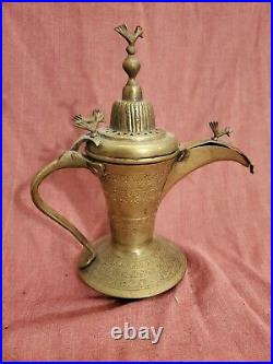 Islamic Dallah Antique Middle Eastern Arabic copper Bedouin Signed