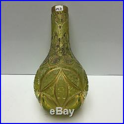 Islamic Lime-green Cut Glass Hookah Base 19th Century (26)