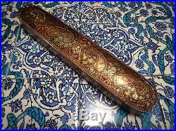 Islamic/ Middle Eastern, ANTIQUE PERSIAN HAND PAINTED QALAMDAN PEN BOX