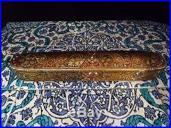 Islamic/ Middle Eastern, ANTIQUE PERSIAN HAND PAINTED QALAMDAN PEN BOX