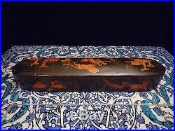 Islamic/ Middle Eastern, ANTIQUE QAJAR LACQUER QALAMDAN PEN CASE c1890, 23.5 cm