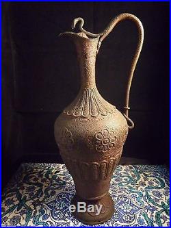 Islamic/Middle Eastern, Oriental Antique Finest Kashmiri Copper Ewer 1880
