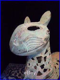 Islamic/ Middle Eastern, Rare Persian Bronze feline form Incense Burner