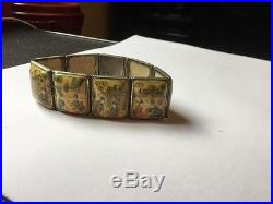 Islamic Persian Mother of Pearl Hand Painted Storybook Panel Bracelet