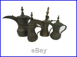 Islamic arabian 4 Dallah coffee pots Oman Saudi Arabia middle eastern