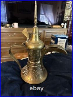 Islamic middle eastern Brass antique coffee pot Dallah