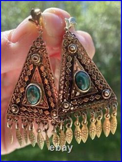 Israel Antique Vtg Sterling Silver 925 Eliat Stone Handmade Necklace Earrings