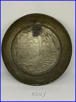 Judaica Antique Persian Copper Plate Jewish Moses And The Ten Commandments