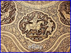 LARGE 19th C ANTIQUE ISLAMIC PERSIAN QAJAR ARMENIAN BRASS TRAY RUINS OF ANI
