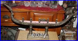 LARGE Antique Thailand Supannahong Dragon Boat Candle Holder Brass Religious