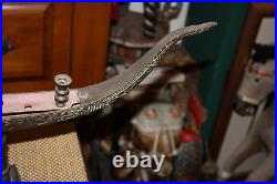LARGE Antique Thailand Supannahong Dragon Boat Candle Holder Brass Religious