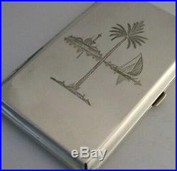 LARGE MIDDLE EASTERN ARABIC SOLID SILVER CIGARETTE CASE c1920-1940 144g IRAQ