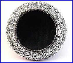 LARGE SUPERB ANTIQUE LATE 19thC MAMLUK REVIVAL SILVER INLAY CAIROWARE EGYPT BOWL