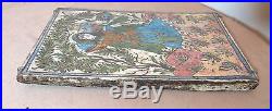 LARGE antique 1700's handmade Middle Eastern pottery figural lady tile painting