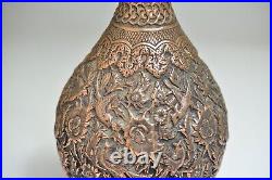 Large 13 Tall Antique Persian Copper Vase Urn metalwork intricate Middle East
