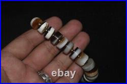 Large Ancient Middle Eastern Yemeni Banded Agate Dzi Stone Bead Bracelet