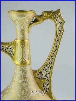 Large Antique 19th Century Royal Worcester Persian Style Ewer Vase Circa 1882