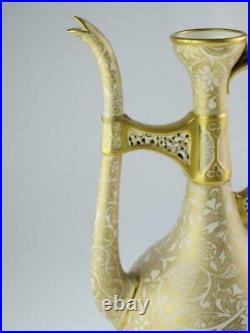 Large Antique 19th Century Royal Worcester Persian Style Ewer Vase Circa 1882