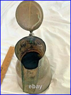 Large Antique Hand-Forged Copper-Bronze Cooking Pitcher, Middle Eastern 6.1 Lbs