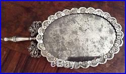 Large Antique Islamic Turkish Ottoman Silver Mirror