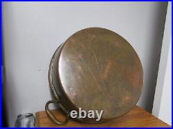 Large Antique Middle Eastern Copper & Brass Serving Pan Great Patina 15 inches