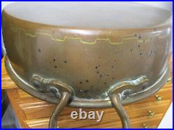 Large Antique Middle Eastern Copper & Brass Serving Pan Great Patina 15 inches