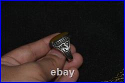 Large Antique Old Middle Eastern Silver ring with Hakik Carnelian Stone Bezel