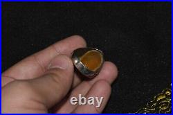 Large Antique Old Middle Eastern Silver ring with Hakik Carnelian Stone Bezel