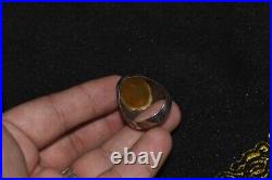 Large Antique Old Middle Eastern Silver ring with Hakik Carnelian Stone Bezel