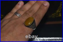 Large Antique Old Middle Eastern Silver ring with Hakik Carnelian Stone Bezel