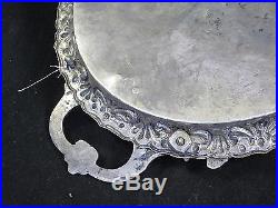 Large Antique Ottoman Turkish 1038g Solid Silver Hallmarked Tray c. 1880