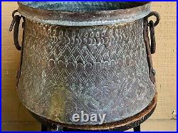 Large Antique Persian Islamic Arab Engraved Copper Pot Cauldron Middle Eastern
