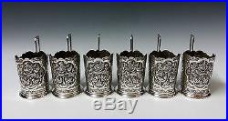 Large Antique Persian Islamic Solid Silver Hallmarked Glass Cup Holders 749g