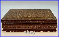 Large Antique Syrian Khatam Marquetry Inlay Jewelry Document Trinket Box