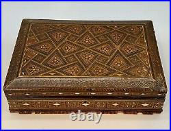 Large Antique Syrian Khatam Marquetry Inlay Jewelry Document Trinket Box