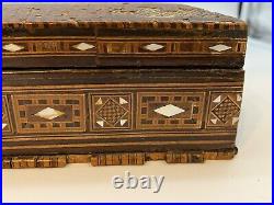 Large Antique Syrian Khatam Marquetry Inlay Jewelry Document Trinket Box