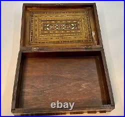 Large Antique Syrian Khatam Marquetry Inlay Jewelry Document Trinket Box