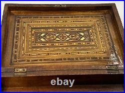 Large Antique Syrian Khatam Marquetry Inlay Jewelry Document Trinket Box