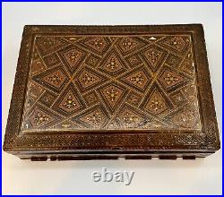 Large Antique Syrian Khatam Marquetry Inlay Jewelry Document Trinket Box