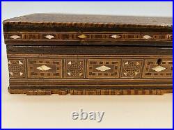 Large Antique Syrian Khatam Marquetry Inlay Jewelry Document Trinket Box