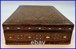 Large Antique Syrian Khatam Marquetry Inlay Jewelry Document Trinket Box