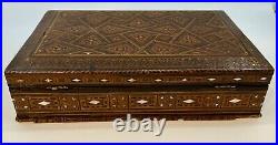 Large Antique Syrian Khatam Marquetry Inlay Jewelry Document Trinket Box