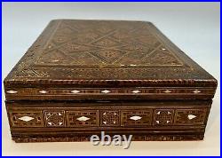 Large Antique Syrian Khatam Marquetry Inlay Jewelry Document Trinket Box