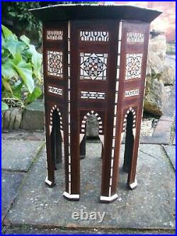 Large Beautiful Antique Octagonal Syrian Wooden Inlaid Table