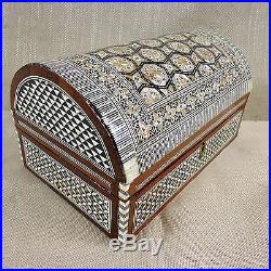 Large Jewelry Chest Moroccan Box Inlaid Mother of Pearl Mosaic