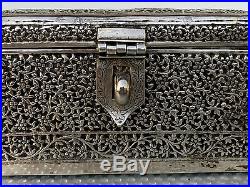 Large Solid Silver Box Islamic Kashmir Persian Indian Kutch Kashmiri Mughal 416g