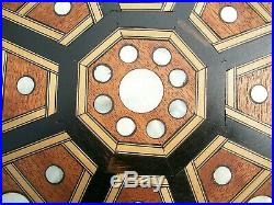 Large Stunning Antique Octagonal Islamic Wooden Inlaid Side Table