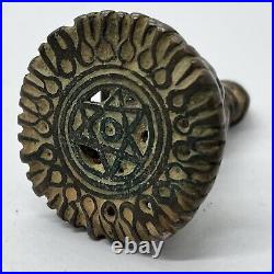 Late Or Post Medieval Brass Hebrew Star Of David Seal Jewish Stamp Artifact