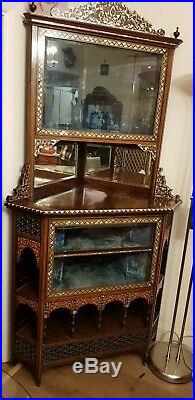 Liberty Style Moorish mother of pearl Inlay Corner Cabinet