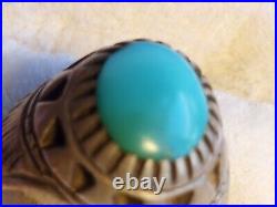 Lovely, Magical! Antique Middle Eastern Silver Ring #8 Nishapur Turquoise